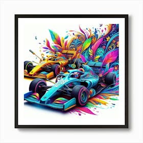 Colorful Racing Cars Art Print