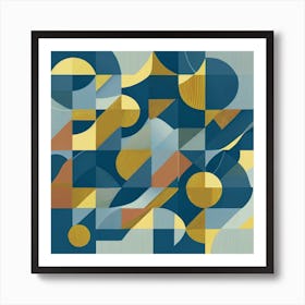 Abstract Blue And Yellow Abstract Art Print