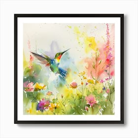 Hummingbird Watercolor Painting Art Print