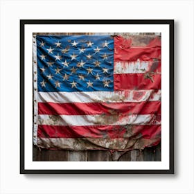 An Aging American Flag Crushed Lightly At The Corners Worn Yet Radiant Against The Passage Of Time (3) Art Print