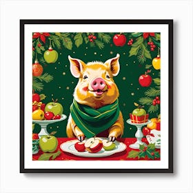 WHO INVITED CHRISTMAS PIGGY TO DINNER Art Print