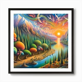 Sunset In The Mountains 18 Art Print