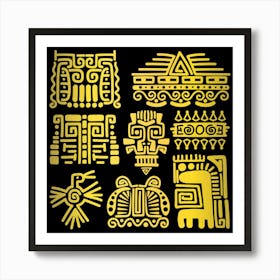 American Golden Ancient Totems Art Print