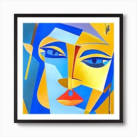 Cubism style portrait of a young woman. Art Print