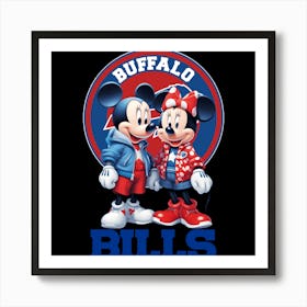 Mickey And Minnie Buffalo Bills Art Print