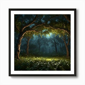 Forest At Night 17 Art Print