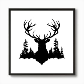 Deer Head Silhouette Art Print