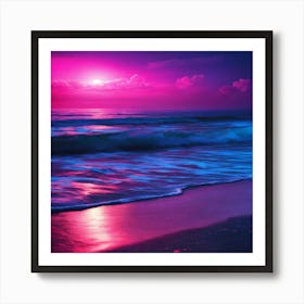 Sunset At The Beach 18 Art Print