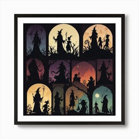 Witches Silhouettes Art Print