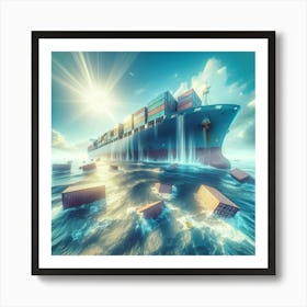 Container Ship In The Ocean Art Print