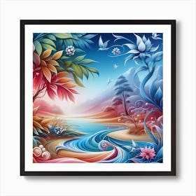 Colorful Landscape Painting Art Print