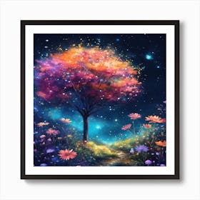 Tree In The Night Art Print