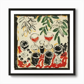 Table With Wine Matisse Style 8 Art Print