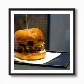 Burger Hanburger Cheeseburger Square Food Kitchen Photography Italy Italia Italian photo photography art travel Art Print