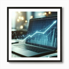 Laptop With A Graph 2 Art Print