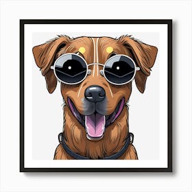 Dog With Sunglasses Art Print