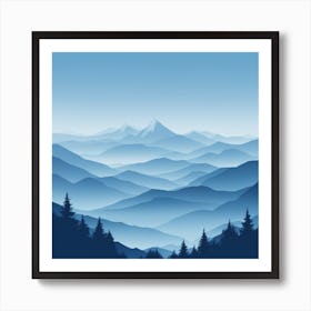 Misty mountains background in blue tone 38 Art Print