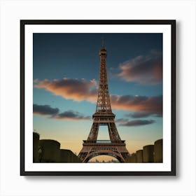 Eiffel Tower At Sunset Art Print