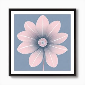 A White And Pink Flower In Minimalist Style Square Composition 729 Art Print