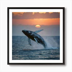 Humpback Whale Jumping Out Of The Water 13 Art Print