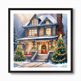 Christmas House Painting 1 Art Print