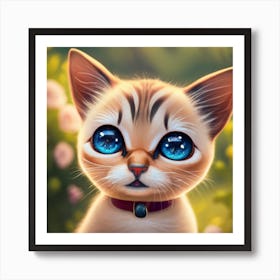 Cat With Blue Eyes Art Print