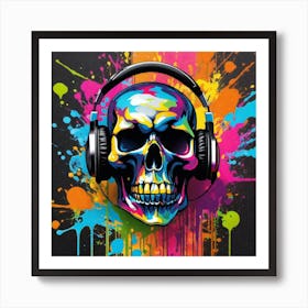 Skull With Headphones 28 Poster