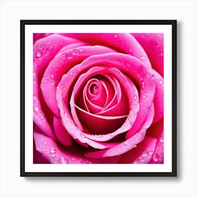 Pink Rose With Water Droplets 4 Art Print