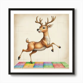 Deer Jumping Puzzle Art Print