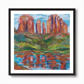 Red Rock Nature Crossing Arizona Square Art Print