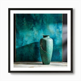 An Old Antique Vase Crafted From Green Marble Standing Majestically Against A Cool Backdrop Showc 2 1 Art Print