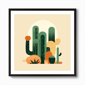 Rizwanakhan Simple Abstract Cactus Non Uniform Shapes Petrol 1 Poster