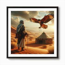 Bedouin With Hunting Hawk 1 Art Print