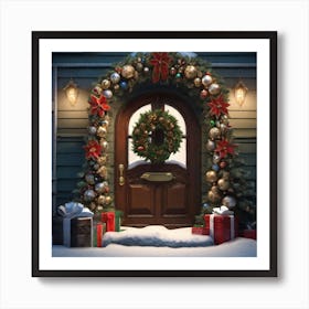 Christmas Decoration On Home Door Trending On Artstation Sharp Focus Studio Photo Intricate Deta (2) Art Print