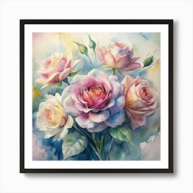 Watercolor Roses 6 Art Print