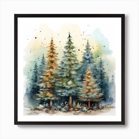 Dreamy Pines: Boho Rustic Christmas Bliss Art Print