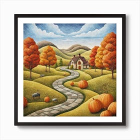 The Winding Road Home. In the middle of the meadows 4 Art Print