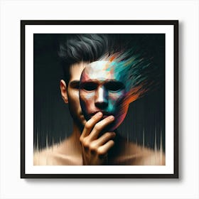 Abstract Man With A Mask Art Print