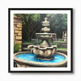 Fountain In The Garden Art Print