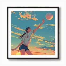 Volleyball Girl, Anime Girl, Person, Person Art Print