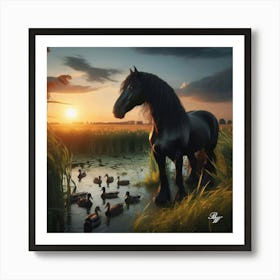 Tennessee Walking Horse Standing By The Pond Copy Art Print