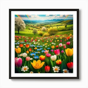 Rainbow In The Meadow Art Print