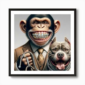 Monkey And Dog Art Print