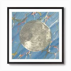 Moon Collage Blue Art Print