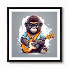 Gorilla Playing Guitar Art Print