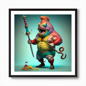 Circus Freak Show Fish (Series) Swordswallower 1 Art Print