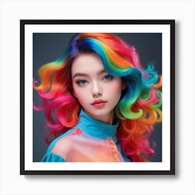 Young Woman With Colorful Hair Art Print