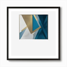 Blue And Gold Abstract Painting Art Print