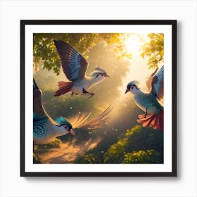 Peacockbidrs Is Flying Art Print