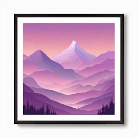 Misty mountains background in purple tone 7 Art Print